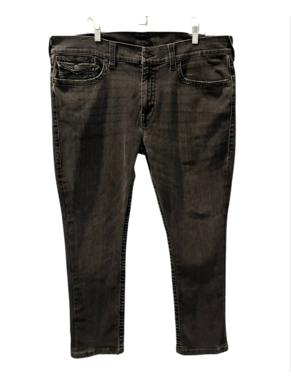 True Religion Ricky Big T Straight Leg Jeans Faded Black Charcoal Size 42x28.5